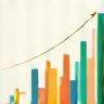 Abstract graph icon showing upward trend, representing successful project completion and growth